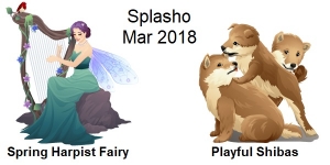 Spring Harpist Fairy and Playful Shibas